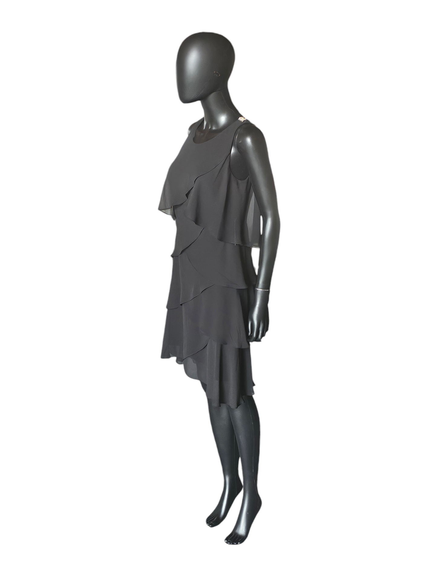 Tulip Tiered Black Chiffon Dress - SLNY