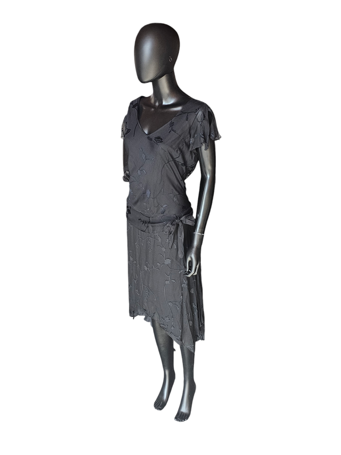 Vintage Black Silk Burnout Handkerchief Dress - Jonathan Martin