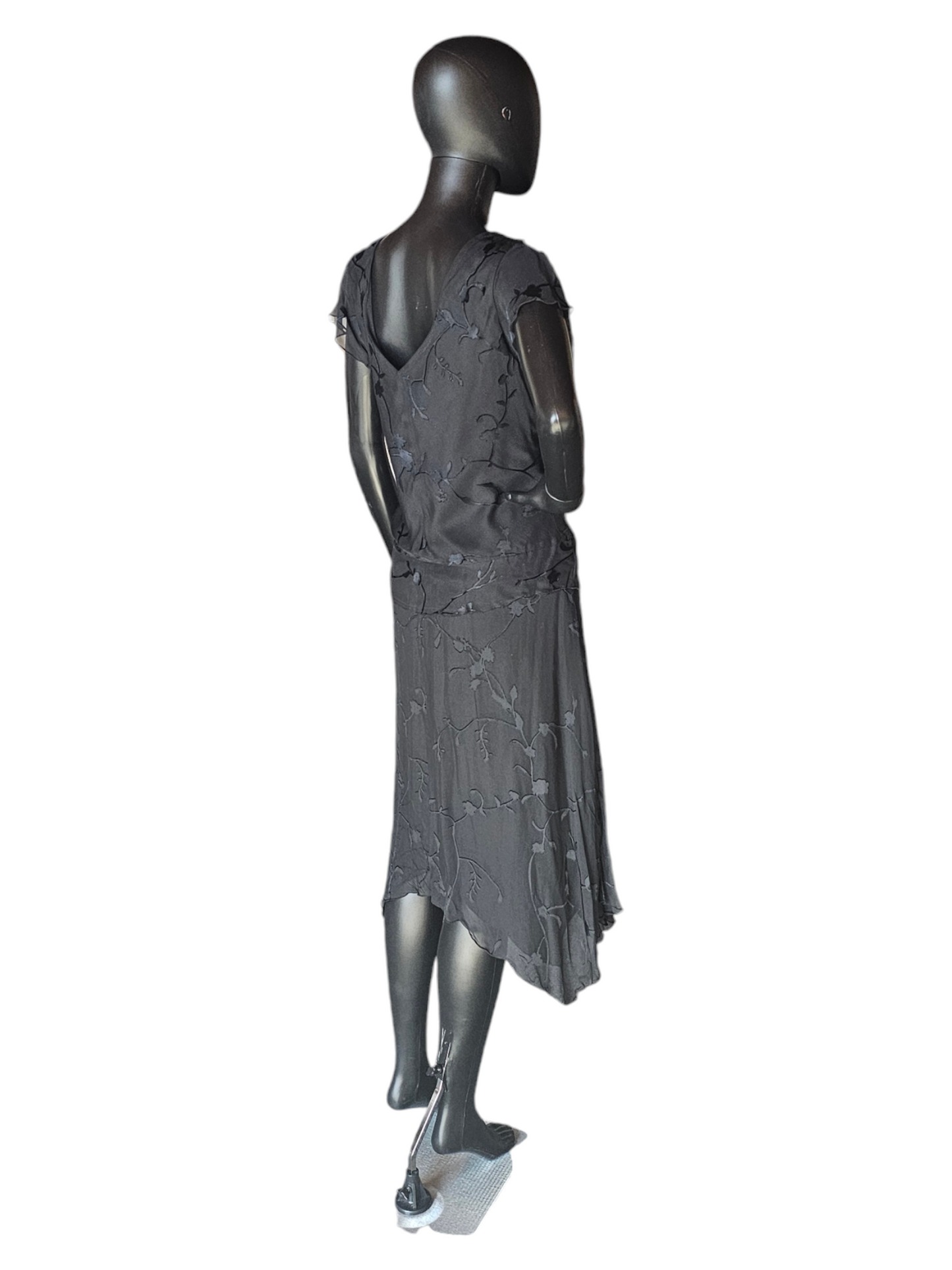 Vintage Black Silk Burnout Handkerchief Dress - Jonathan Martin