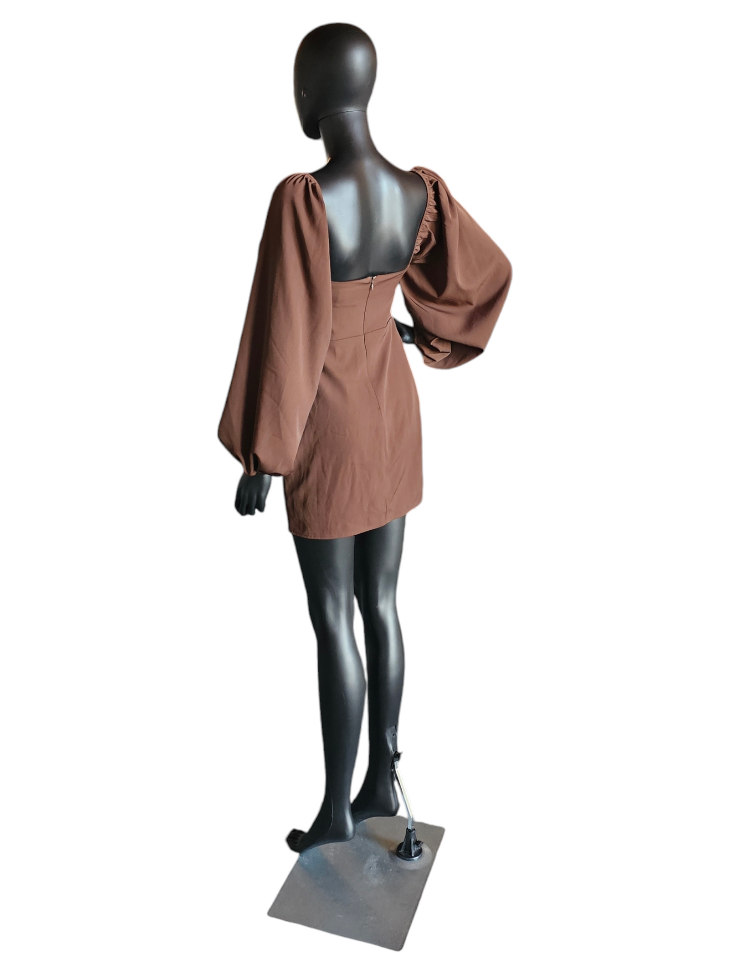 Brown Bishop Sleeve Minidress - Princess Polly