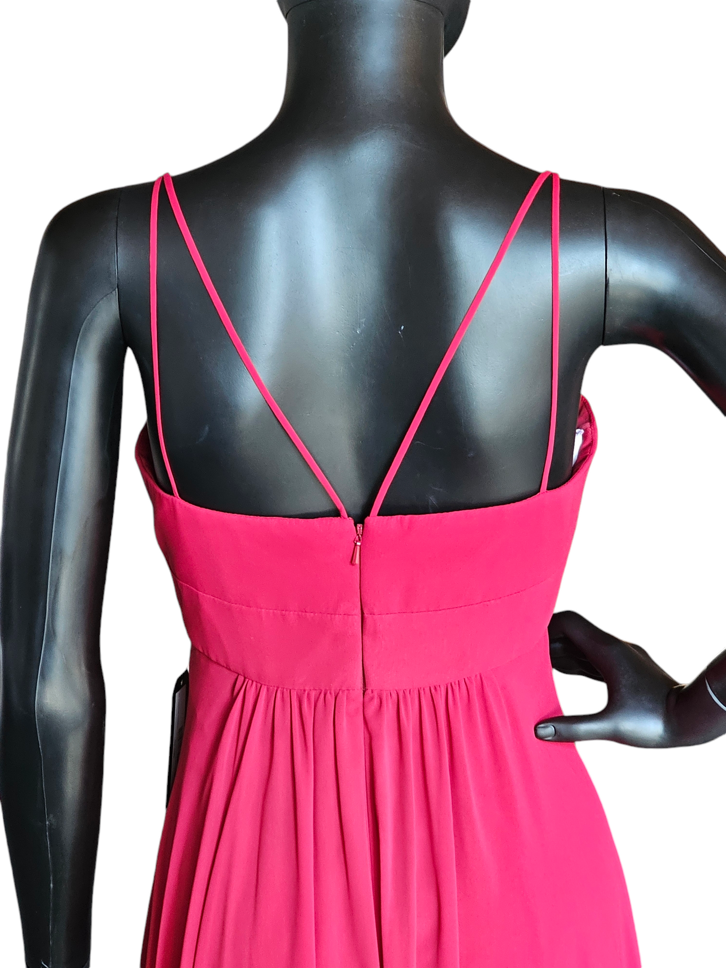 Red Chiffon Beaded Empire Waist Dress - Davids Bridal