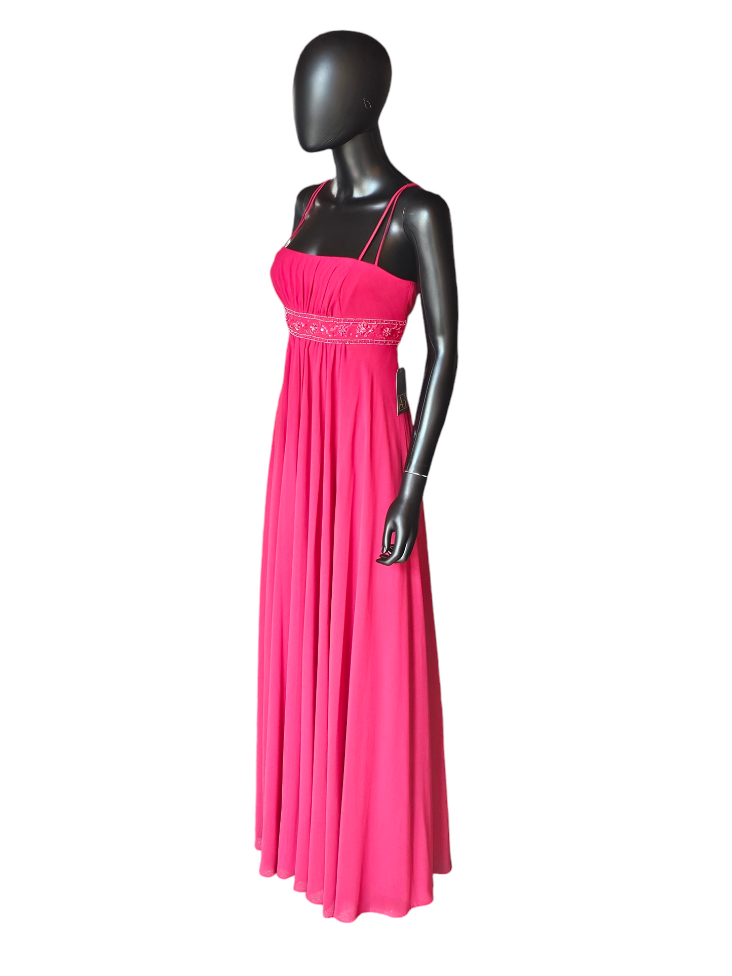 Red Chiffon Beaded Empire Waist Dress - Davids Bridal