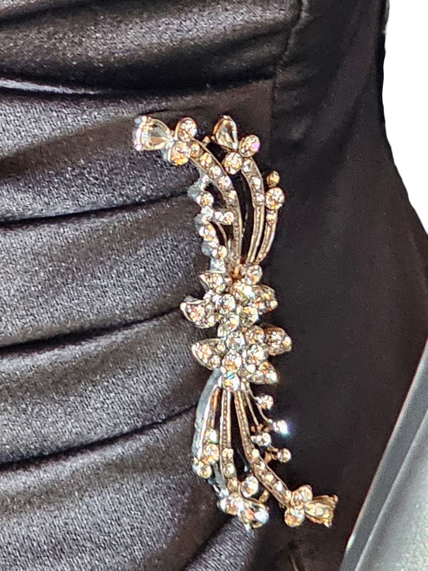 Strapless Black Satin Side Ruched Formal Dress - Davids Bridal