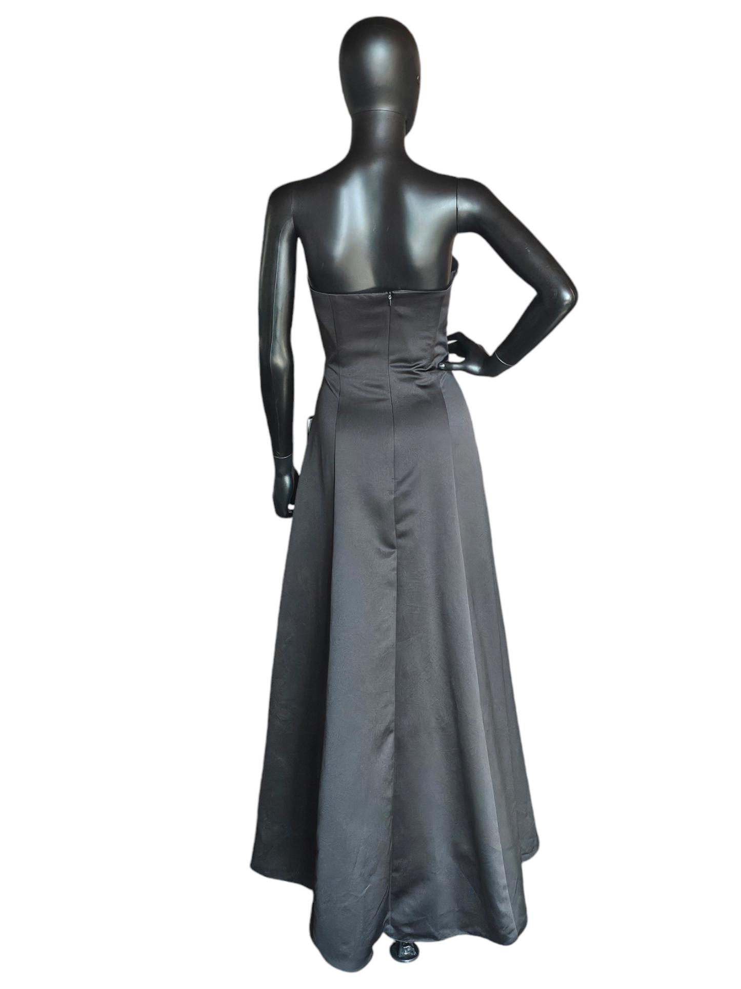 Strapless Black Satin Side Ruched Formal Dress - Davids Bridal