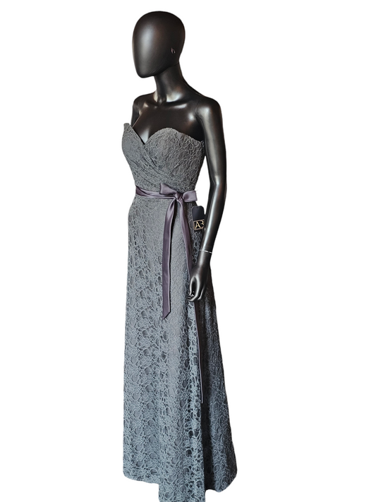 Slate Lace Sweetheart Neckline Formal Dress - Mori Lee