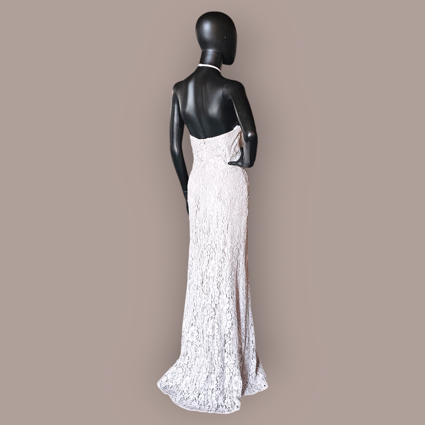 Silver Lace Halter Formal Dress - Hayley Paige