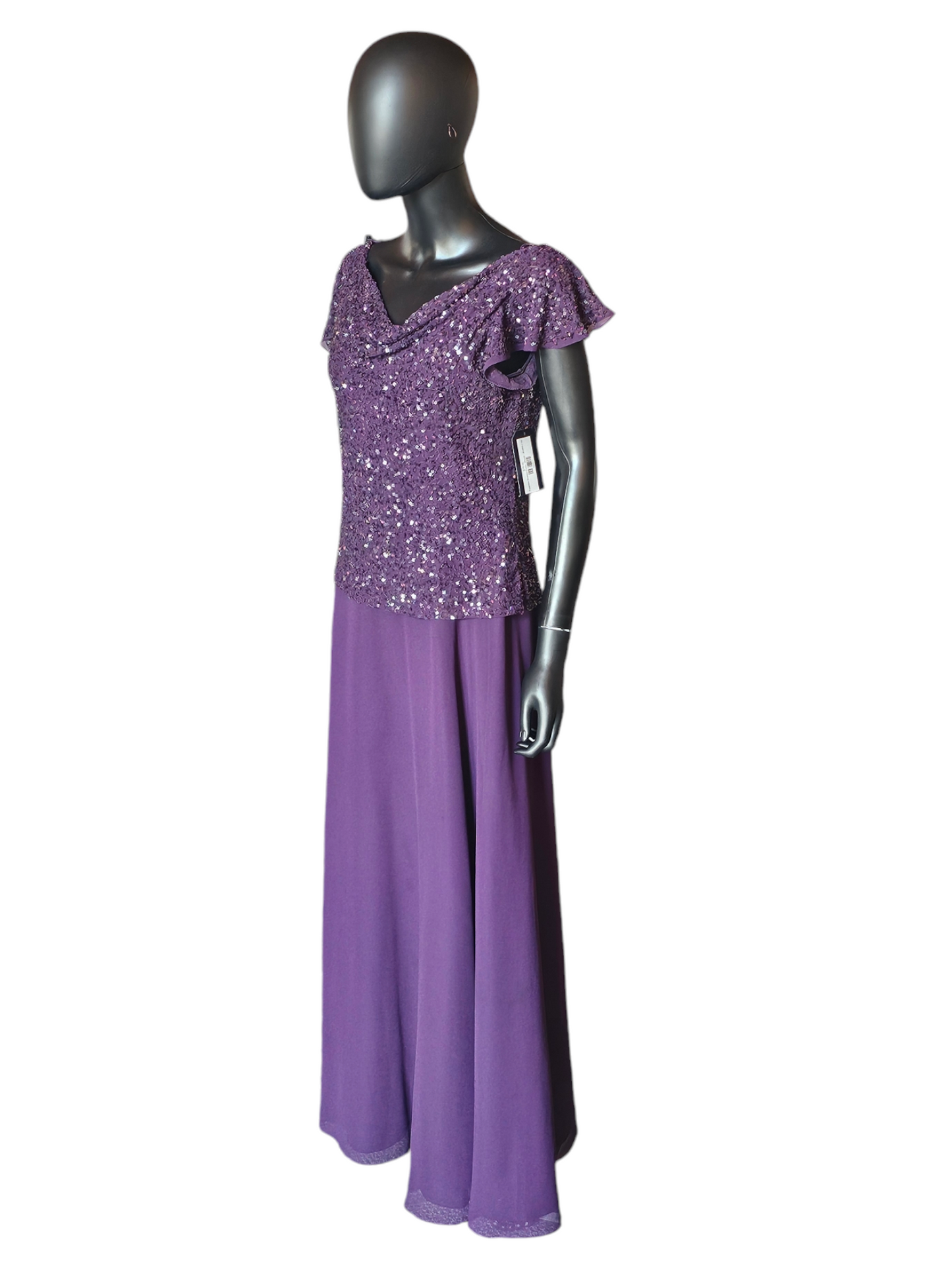 Plum Beaded Chiffon Formal Dress