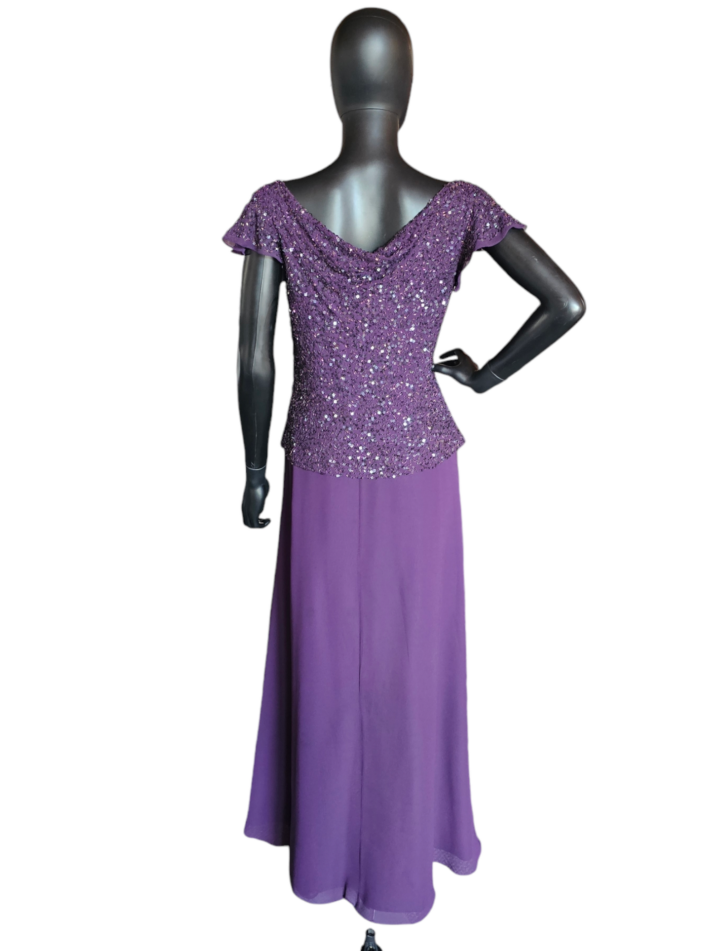 Plum Beaded Chiffon Formal Dress