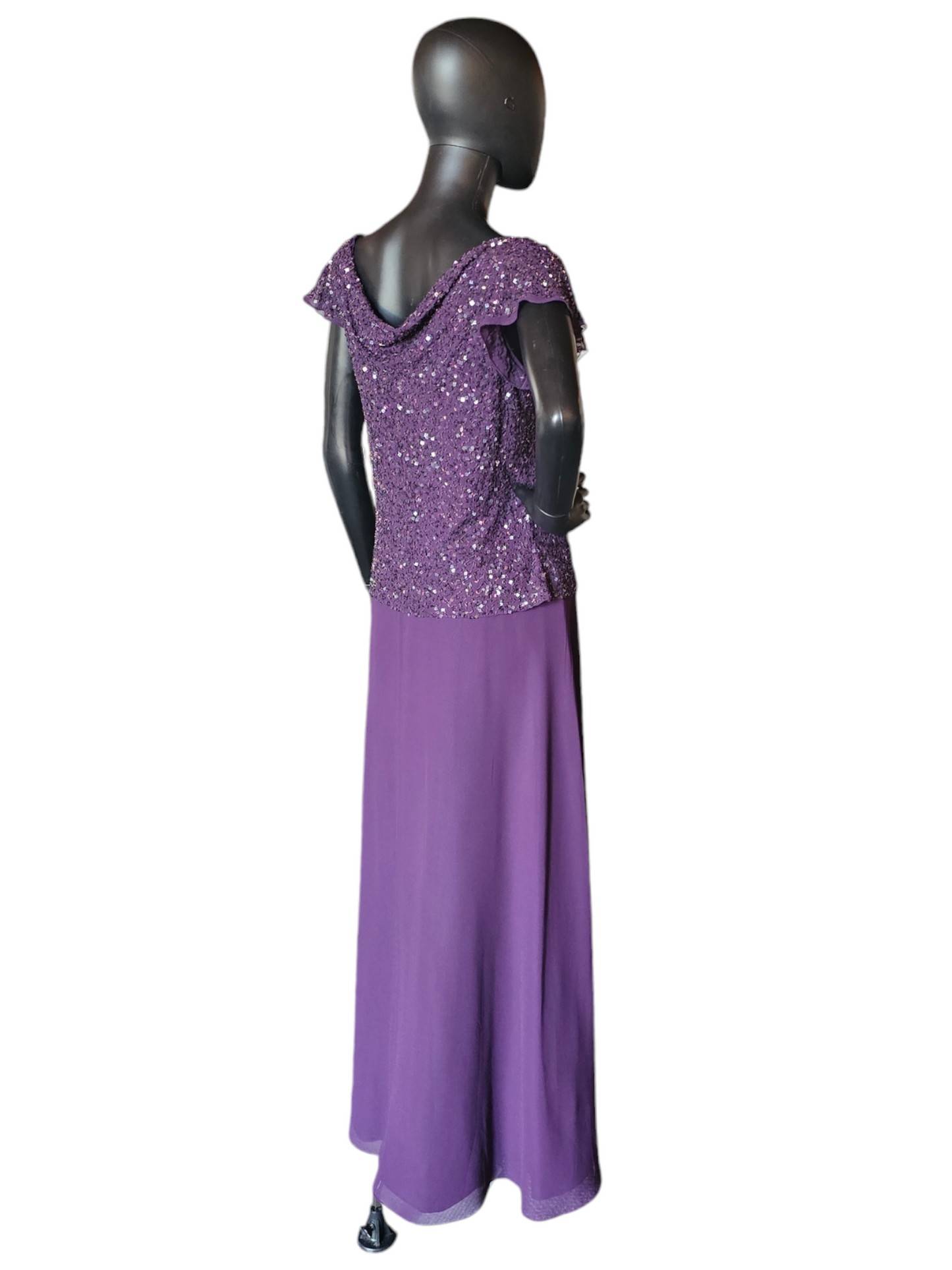 Plum Beaded Chiffon Formal Dress