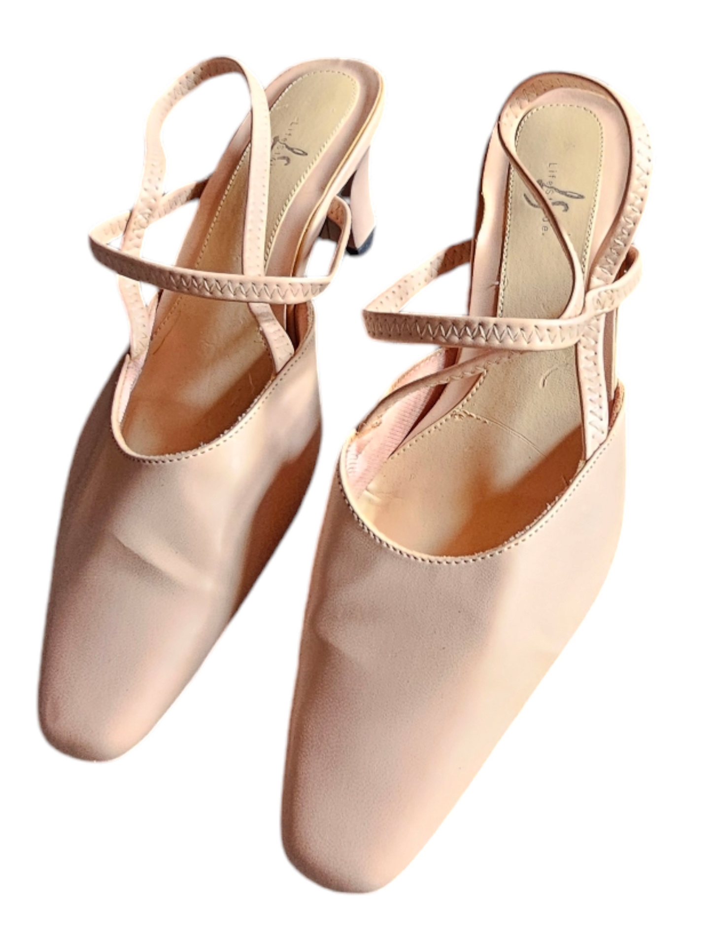 Peach Strappy Kitten Heel Pump