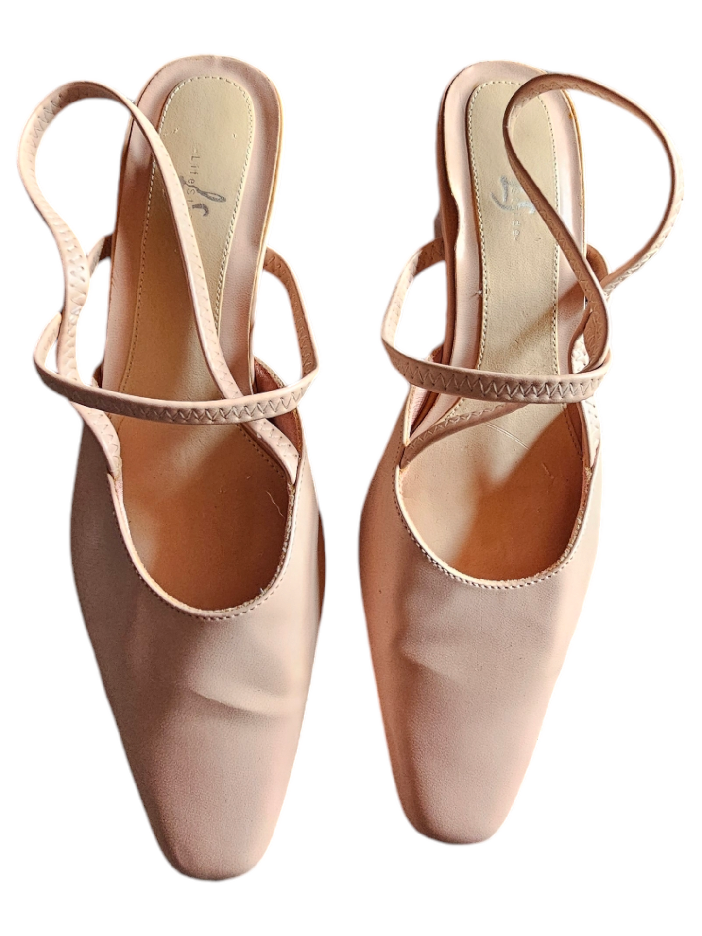 Peach Strappy Kitten Heel Pump