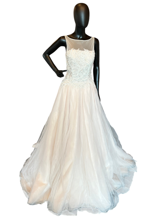 Ysa Makino Blush Illusion Neckline Wedding Gown