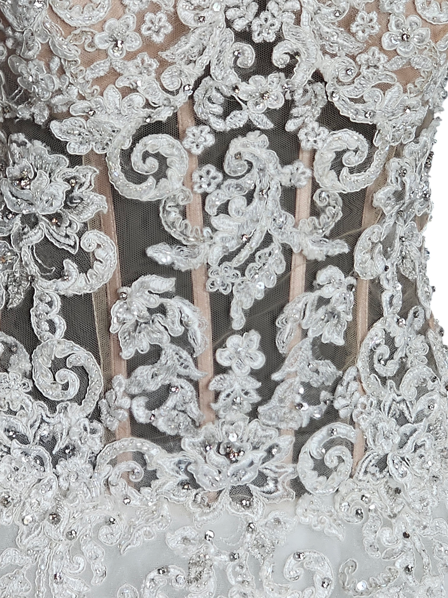 Mori Lee A-Line Beaded Racerback Halter Illusion Bodice Wedding Gown