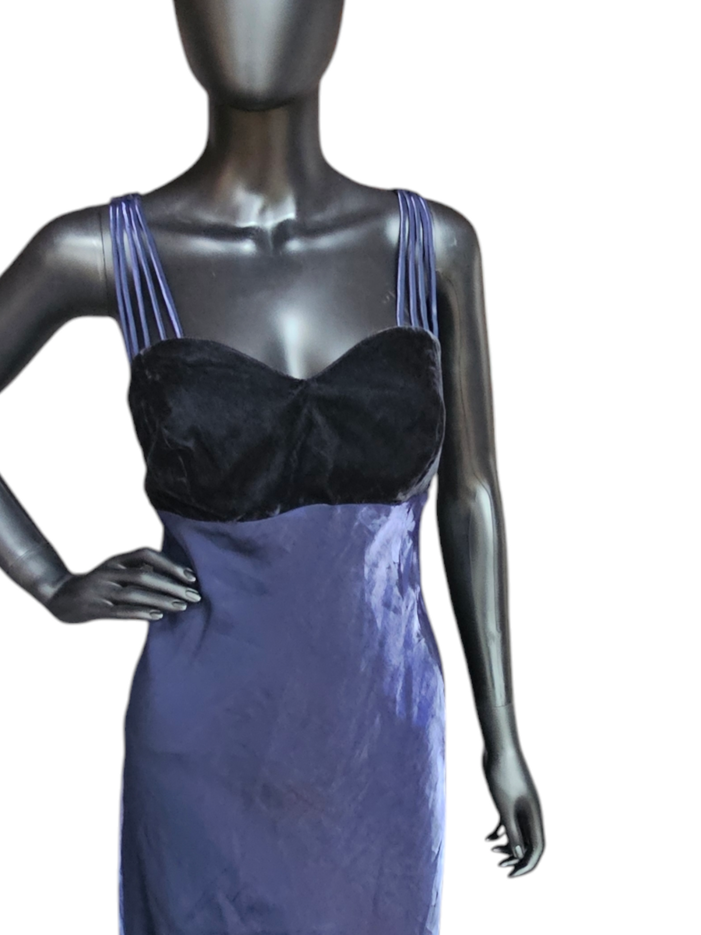 Black/Iridescent Blue Multi Strap Sheath Formal Gown - All That Jazz