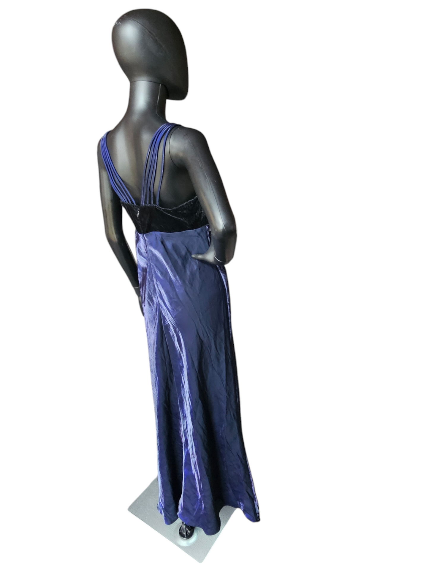Black/Iridescent Blue Multi Strap Sheath Formal Gown - All That Jazz