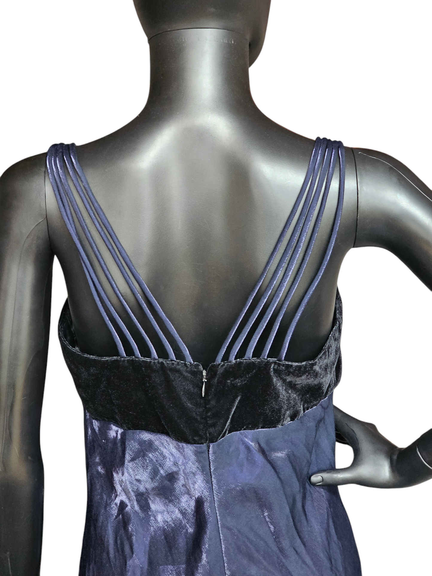 Black/Iridescent Blue Multi Strap Sheath Formal Gown - All That Jazz