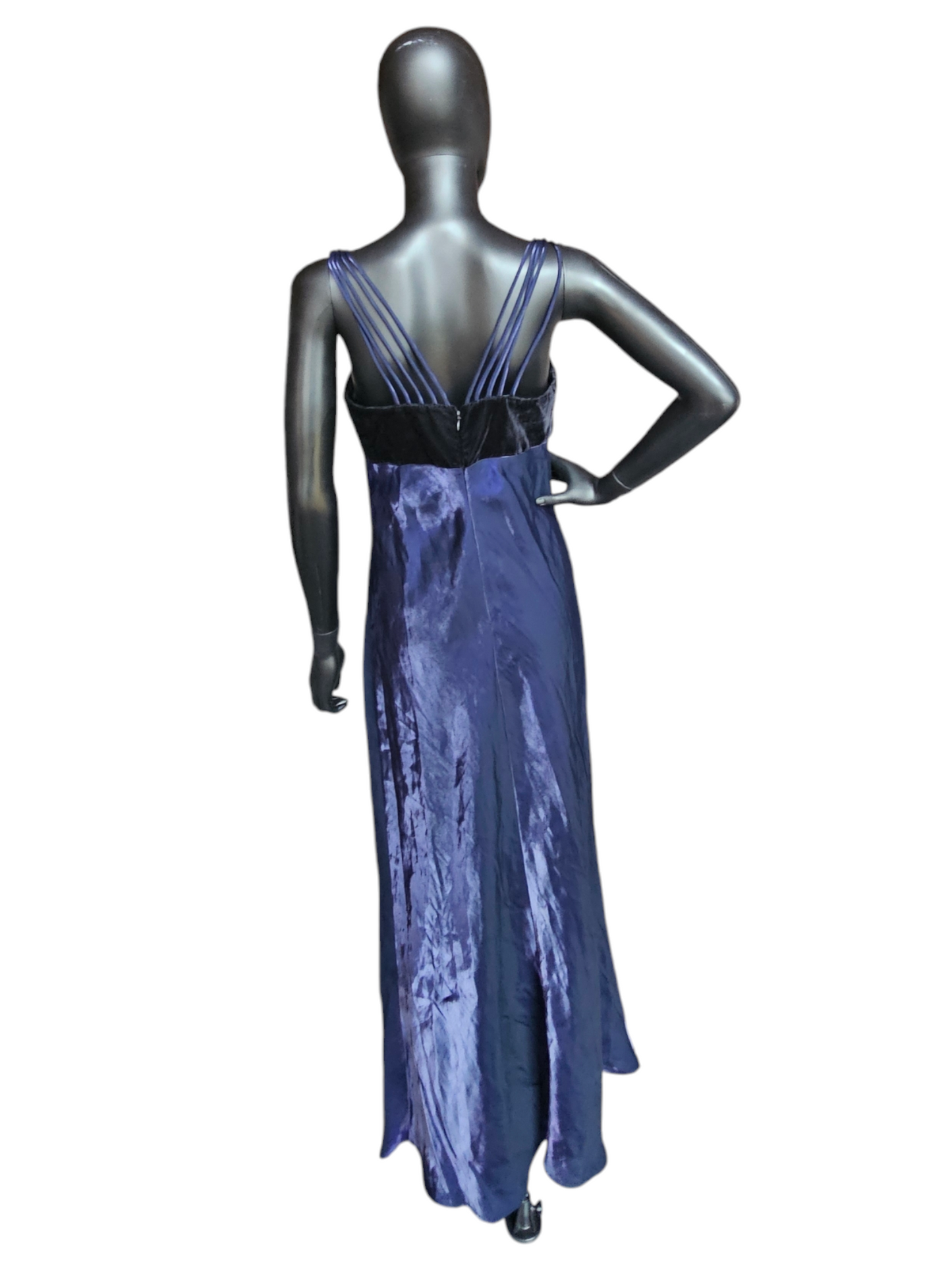Black/Iridescent Blue Multi Strap Sheath Formal Gown - All That Jazz
