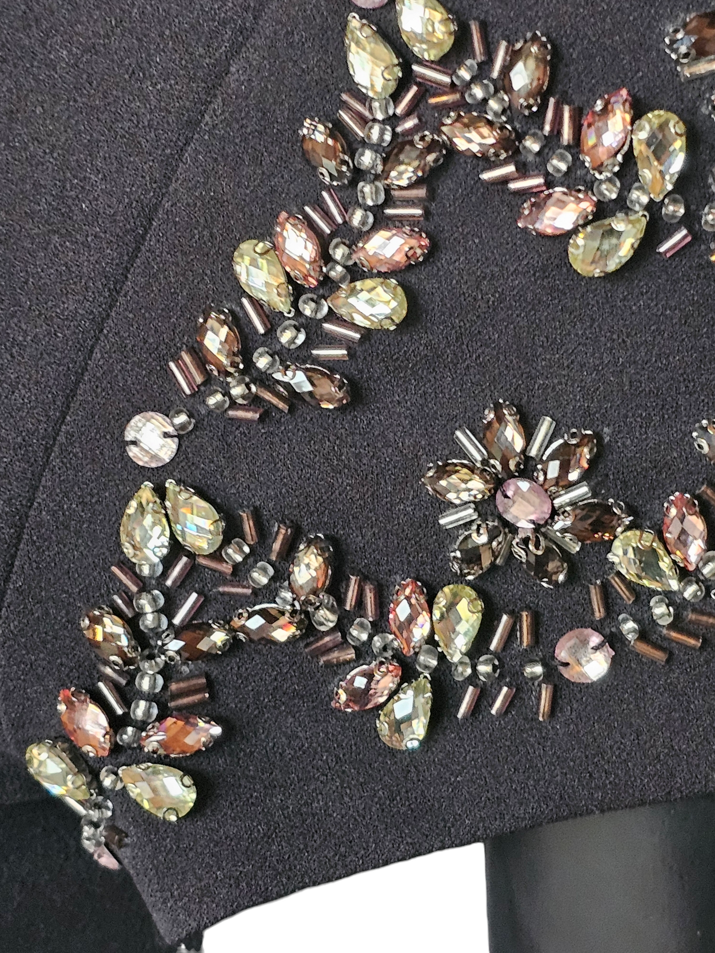 Stretch Crepe Black Fitted Sheath Jewel Cap Sleeve Formal Gown - Adrianna Papell