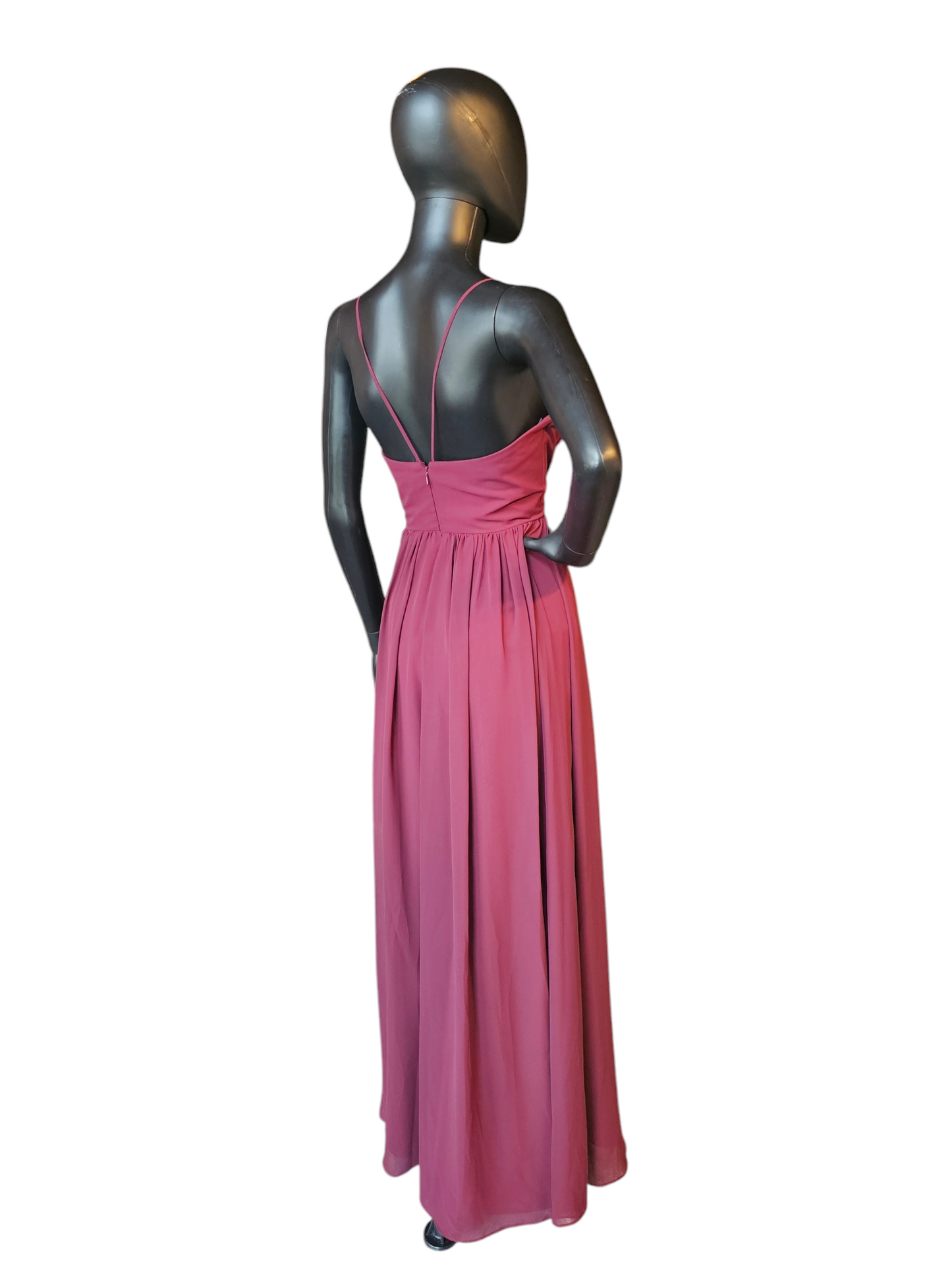 Cranberry Chiffon Spaghetti Strap Bridesmaid/Formal Gown - Bill Levkoff
