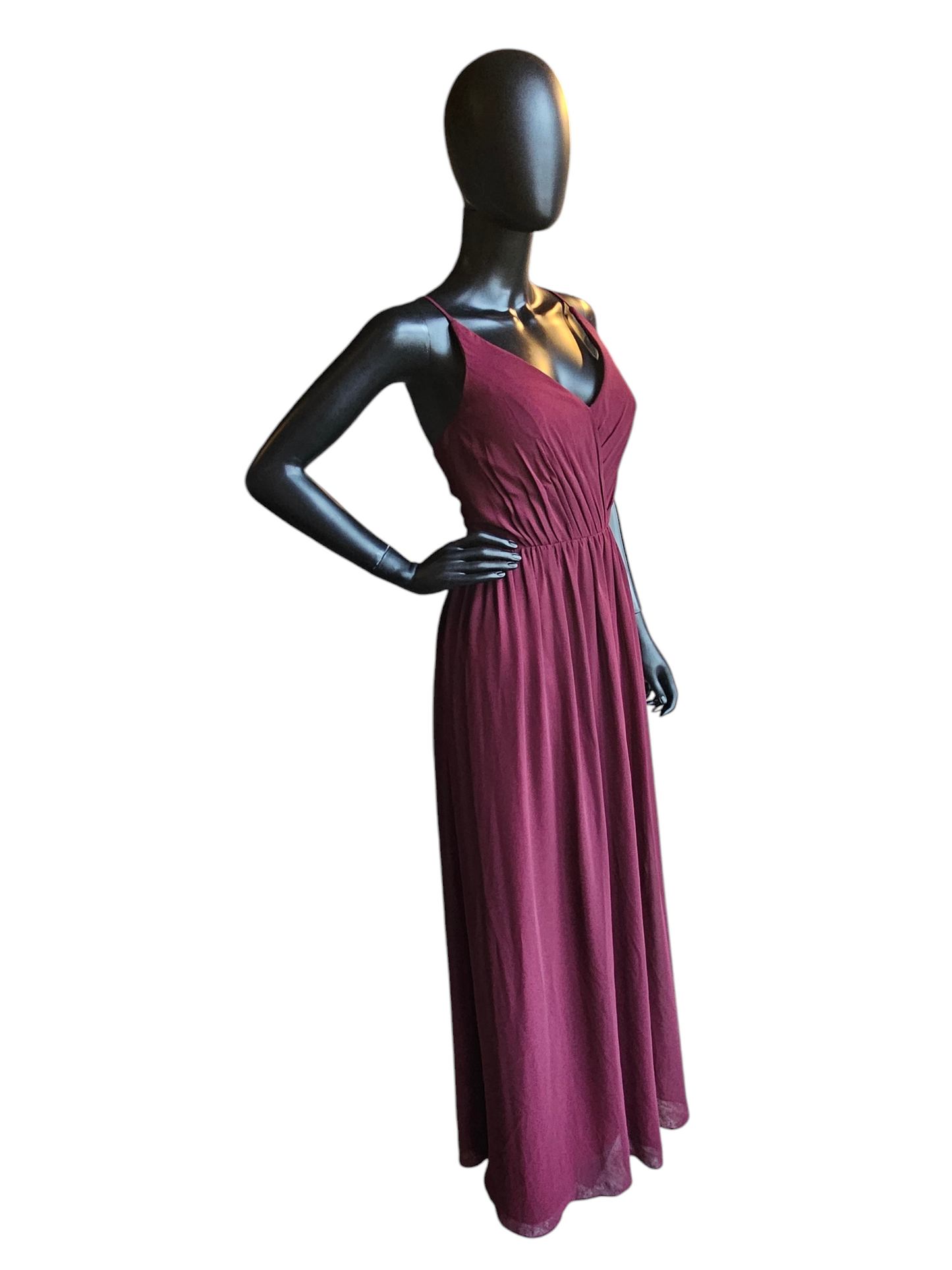 Cranberry Chiffon Spaghetti Strap Bridesmaid/Formal Gown - Bill Levkoff