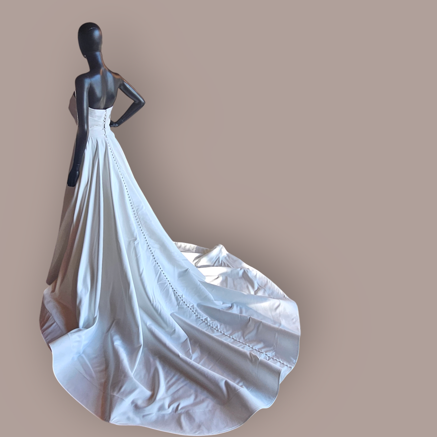 Ivory Matte Satin Strapless Wedding Gown - Couture - Alyne