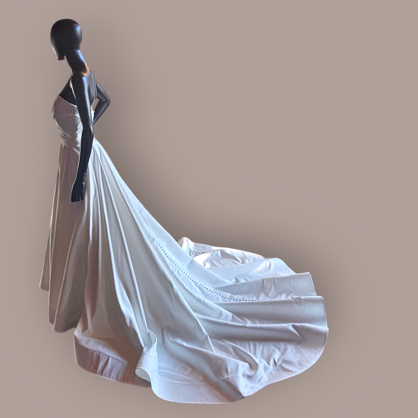 Ivory Matte Satin Strapless Wedding Gown - Couture - Alyne