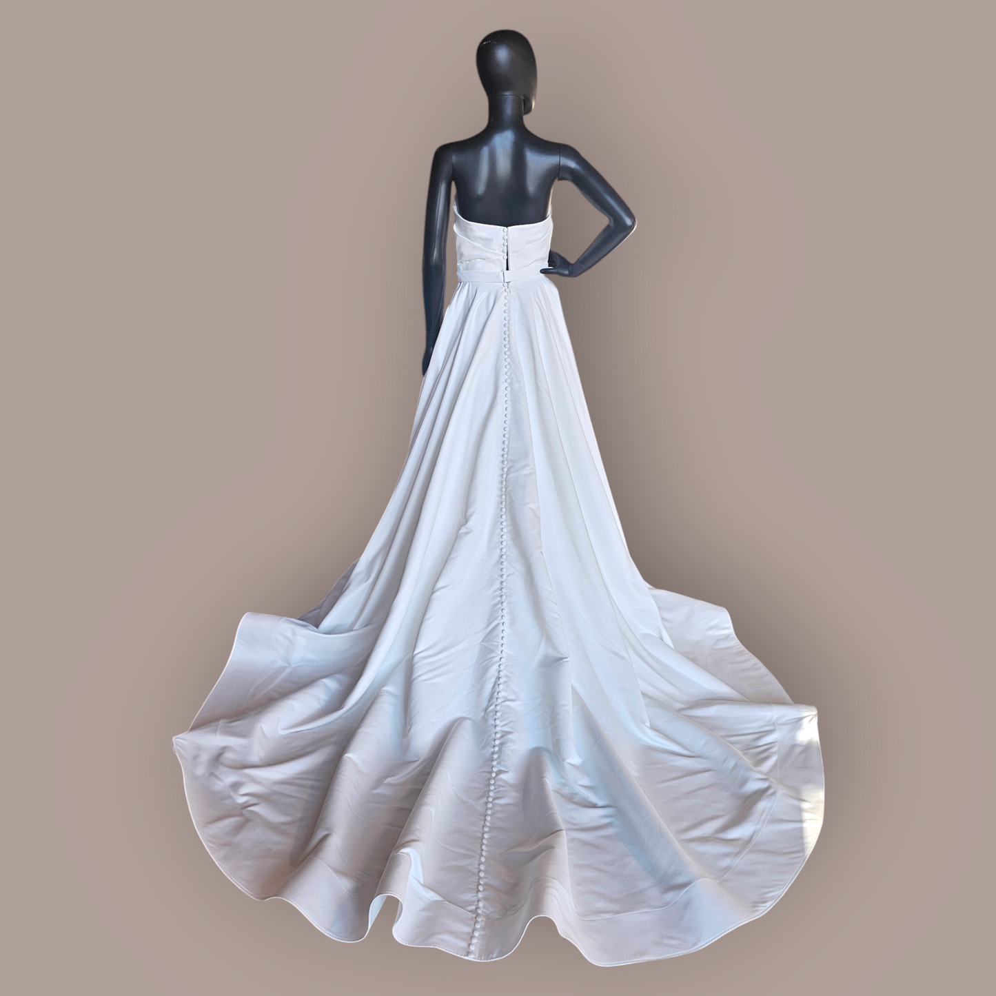 Ivory Matte Satin Strapless Wedding Gown - Couture - Alyne