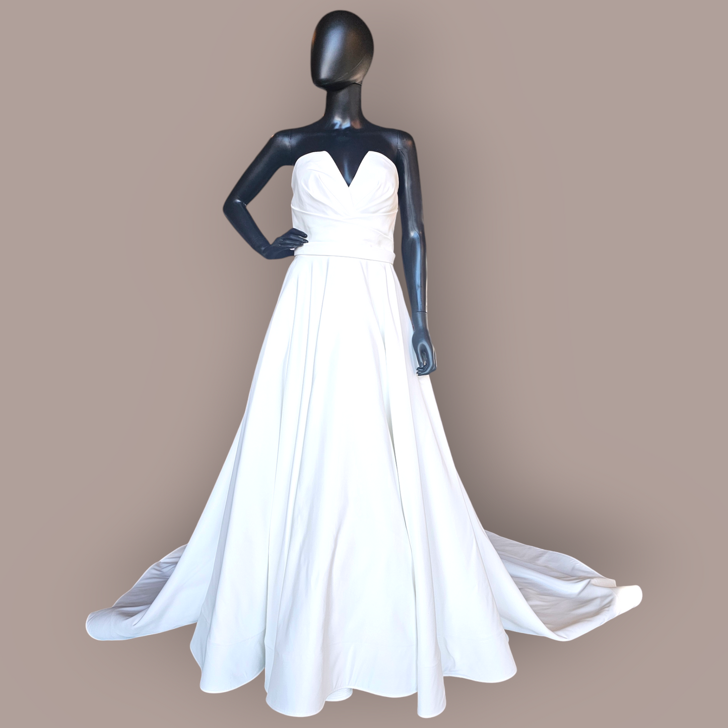 Ivory Matte Satin Strapless Wedding Gown - Couture - Alyne