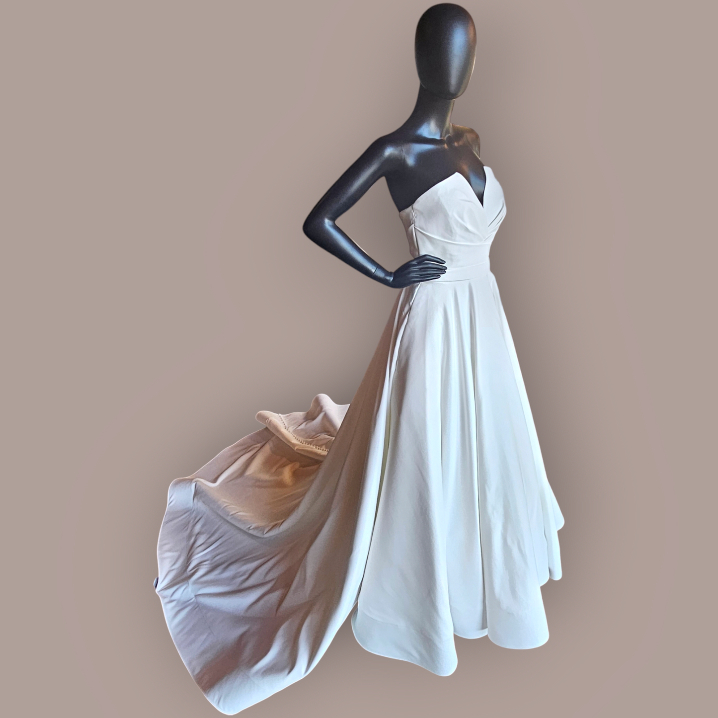 Ivory Matte Satin Strapless Wedding Gown - Couture - Alyne