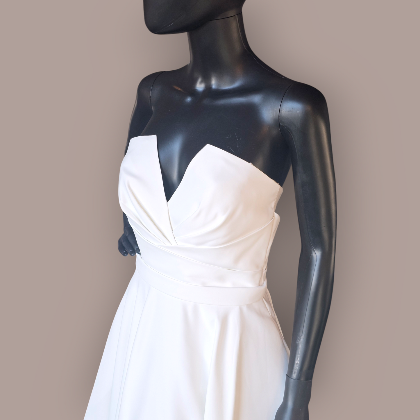 Ivory Matte Satin Strapless Wedding Gown - Couture - Alyne