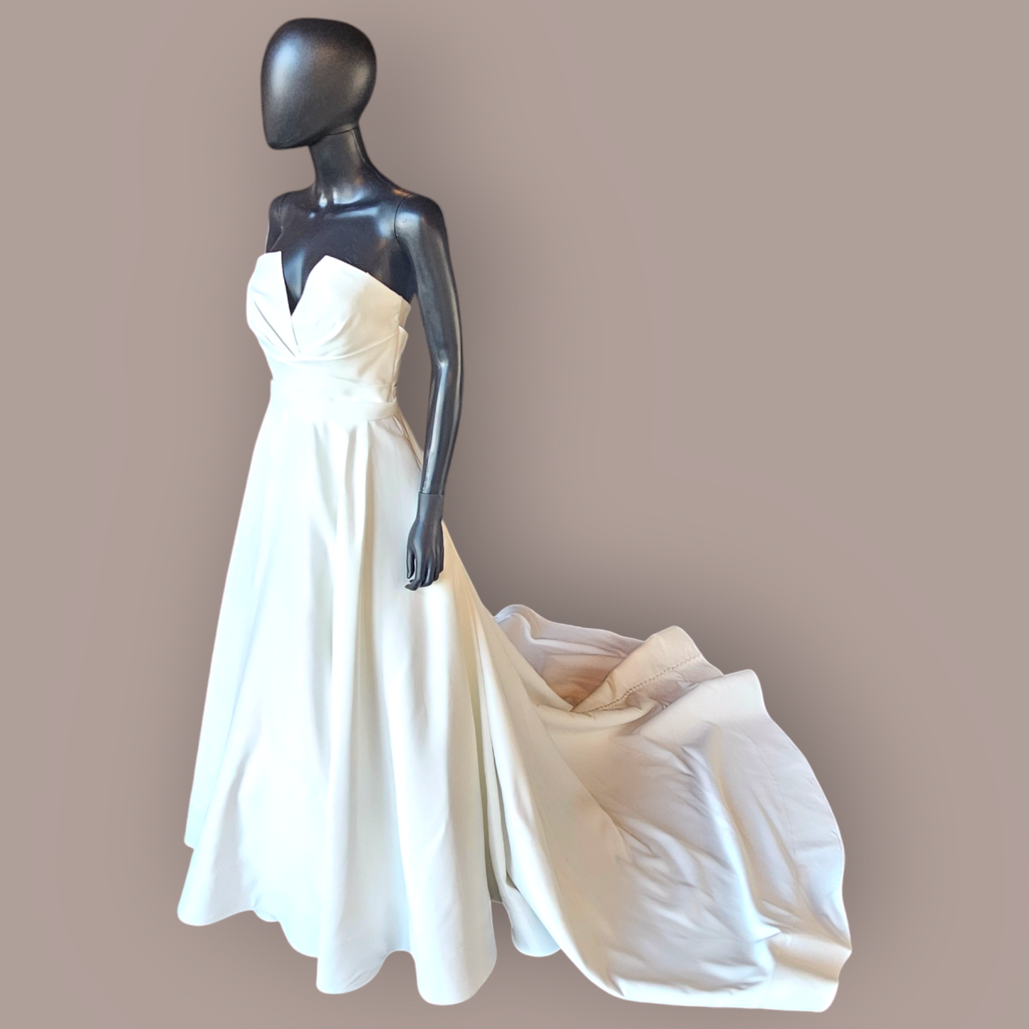 Ivory Matte Satin Strapless Wedding Gown - Couture - Alyne