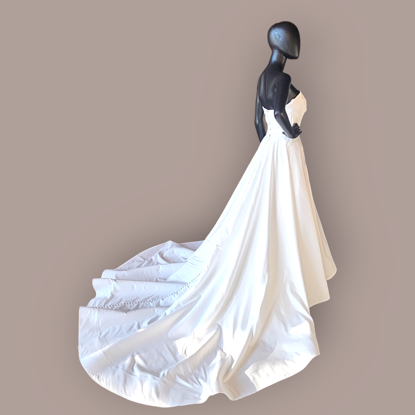Ivory Matte Satin Strapless Wedding Gown - Couture - Alyne