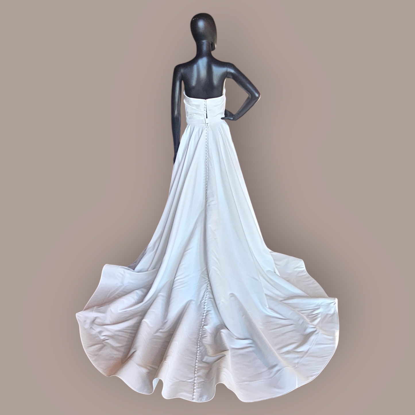 Ivory Matte Satin Strapless Wedding Gown - Couture - Alyne
