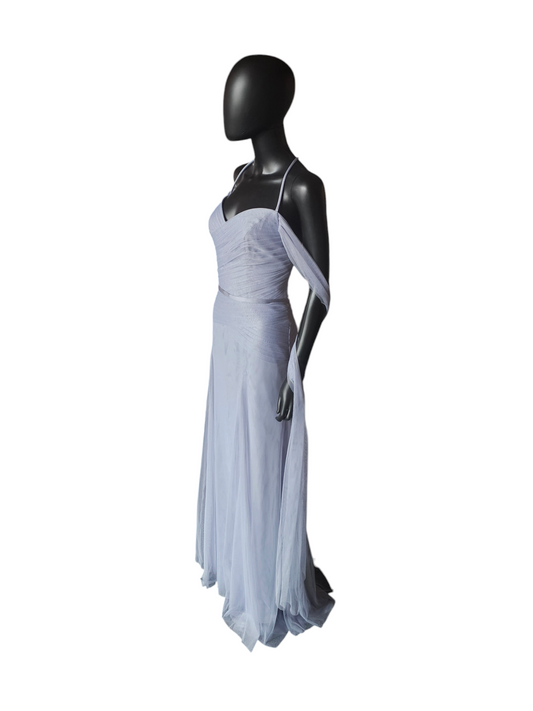 Soft Blue Tulle Sweetheart Fit and Flare Formal Gown - WHITE by Vera Wang