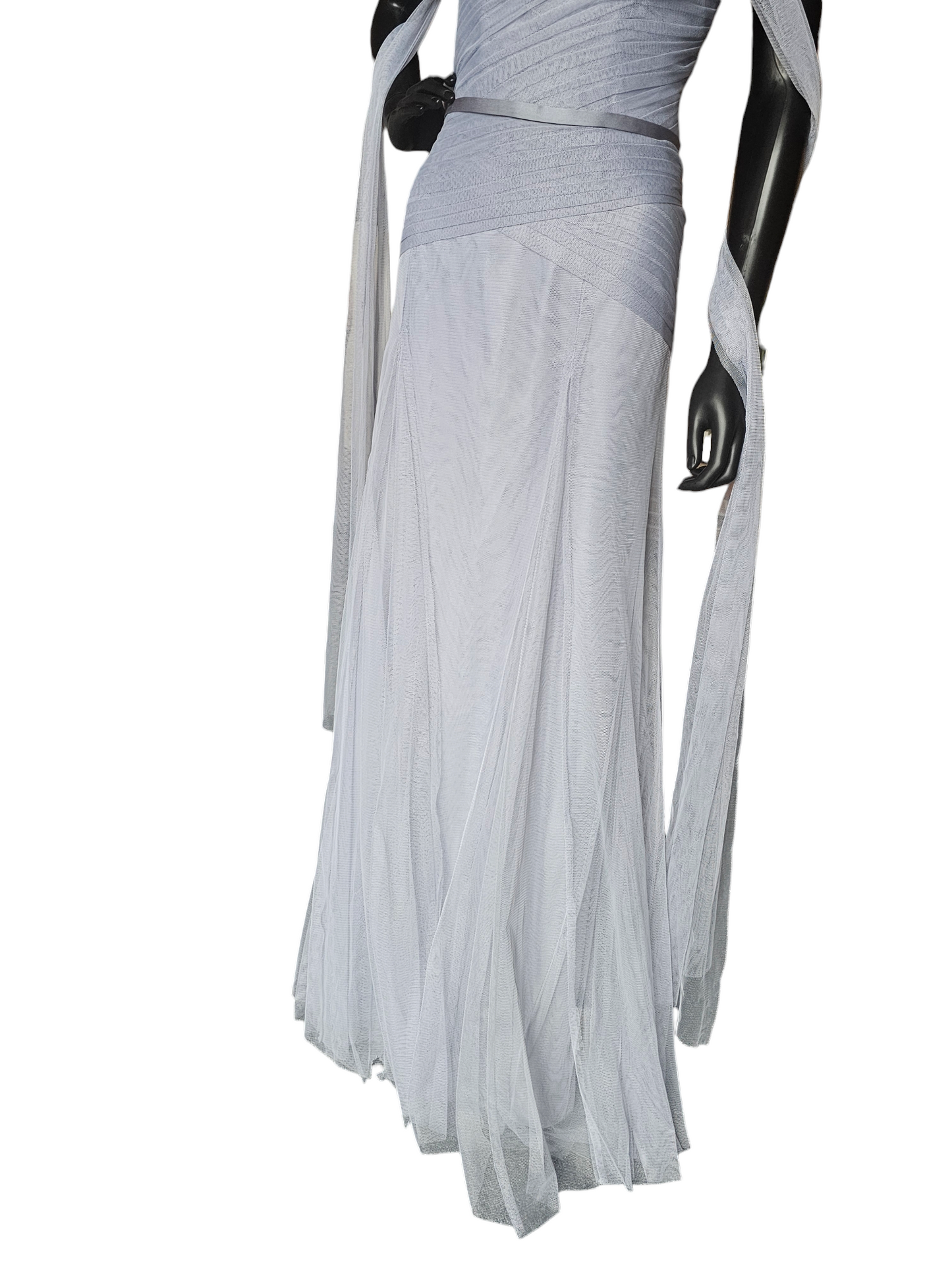 Soft Blue Tulle Sweetheart Fit and Flare Formal Gown - WHITE by Vera Wang