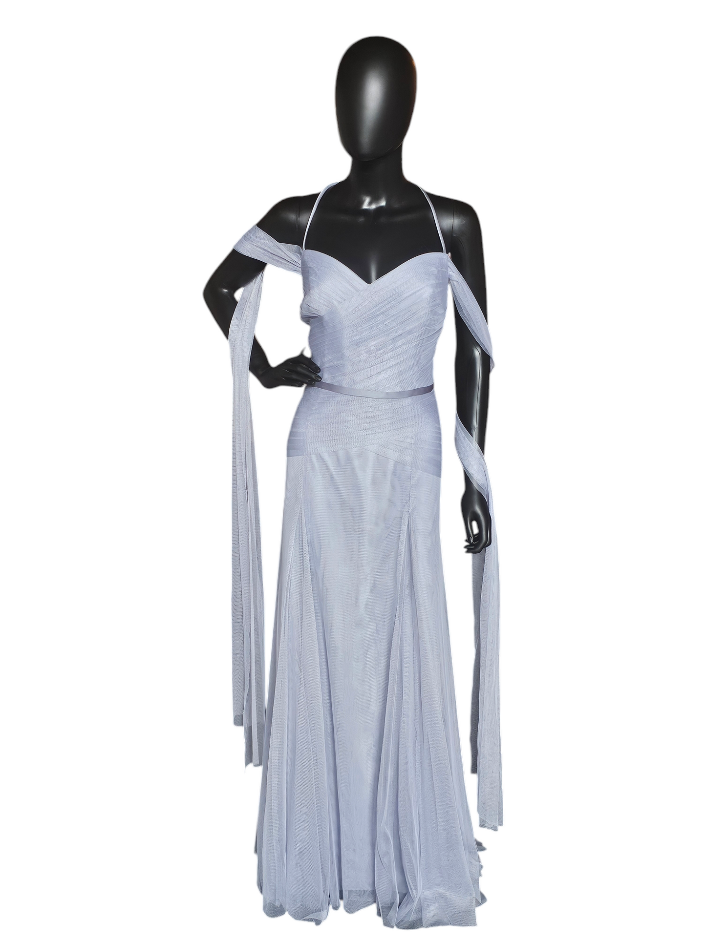 Soft Blue Tulle Sweetheart Fit and Flare Formal Gown - WHITE by Vera Wang