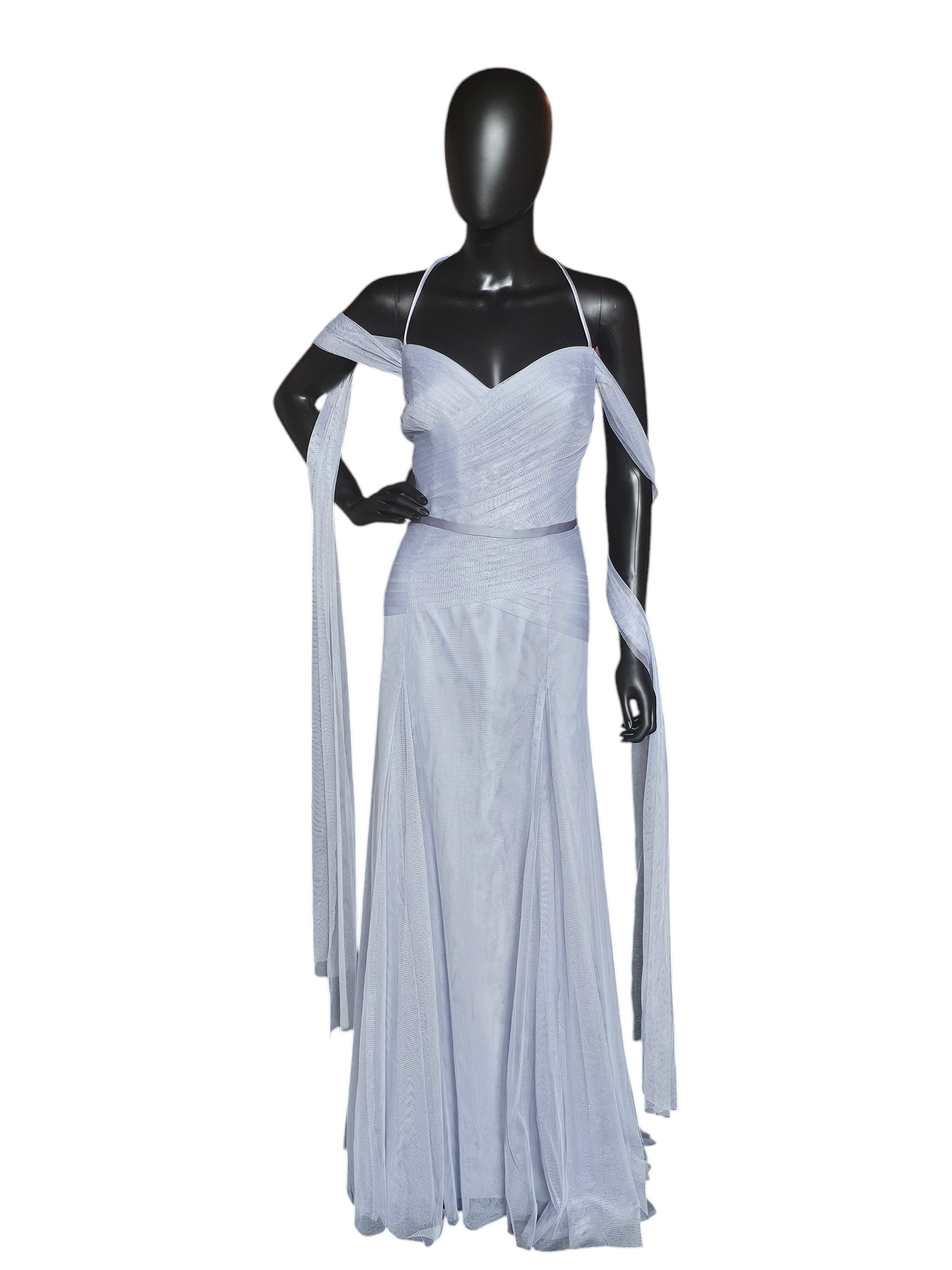 Soft Blue Tulle Sweetheart Fit and Flare Formal Gown - WHITE by Vera Wang