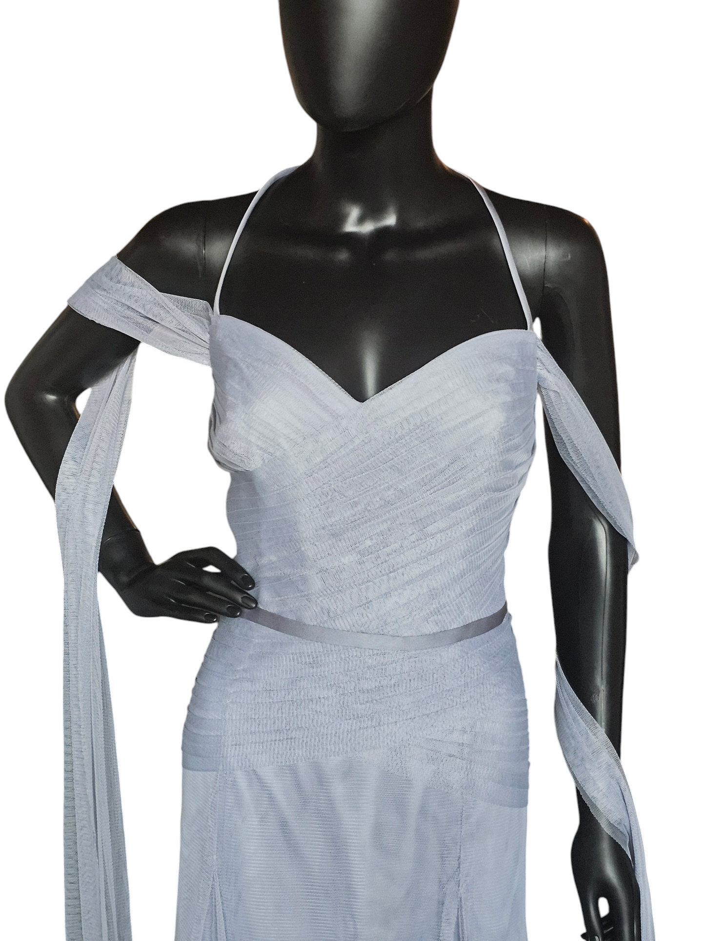 Soft Blue Tulle Sweetheart Fit and Flare Formal Gown - WHITE by Vera Wang