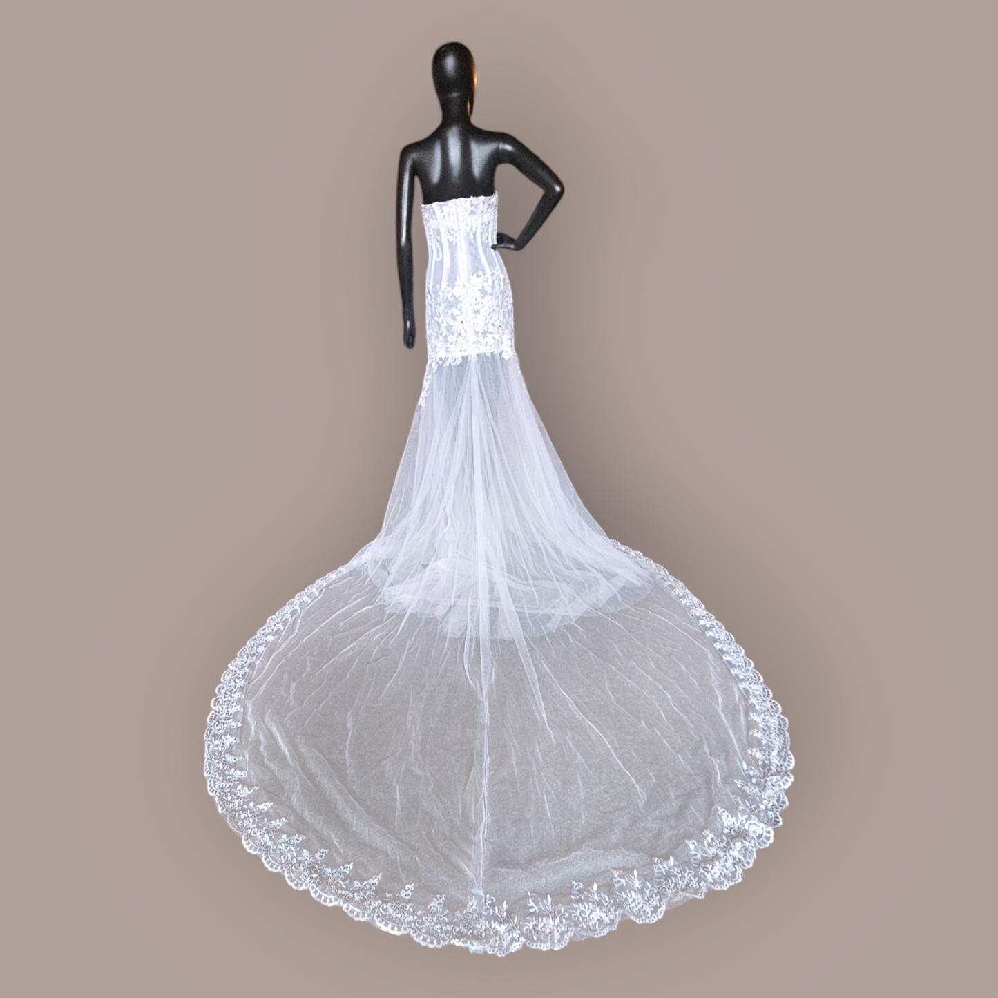White Tulle Fitted Wedding Gown