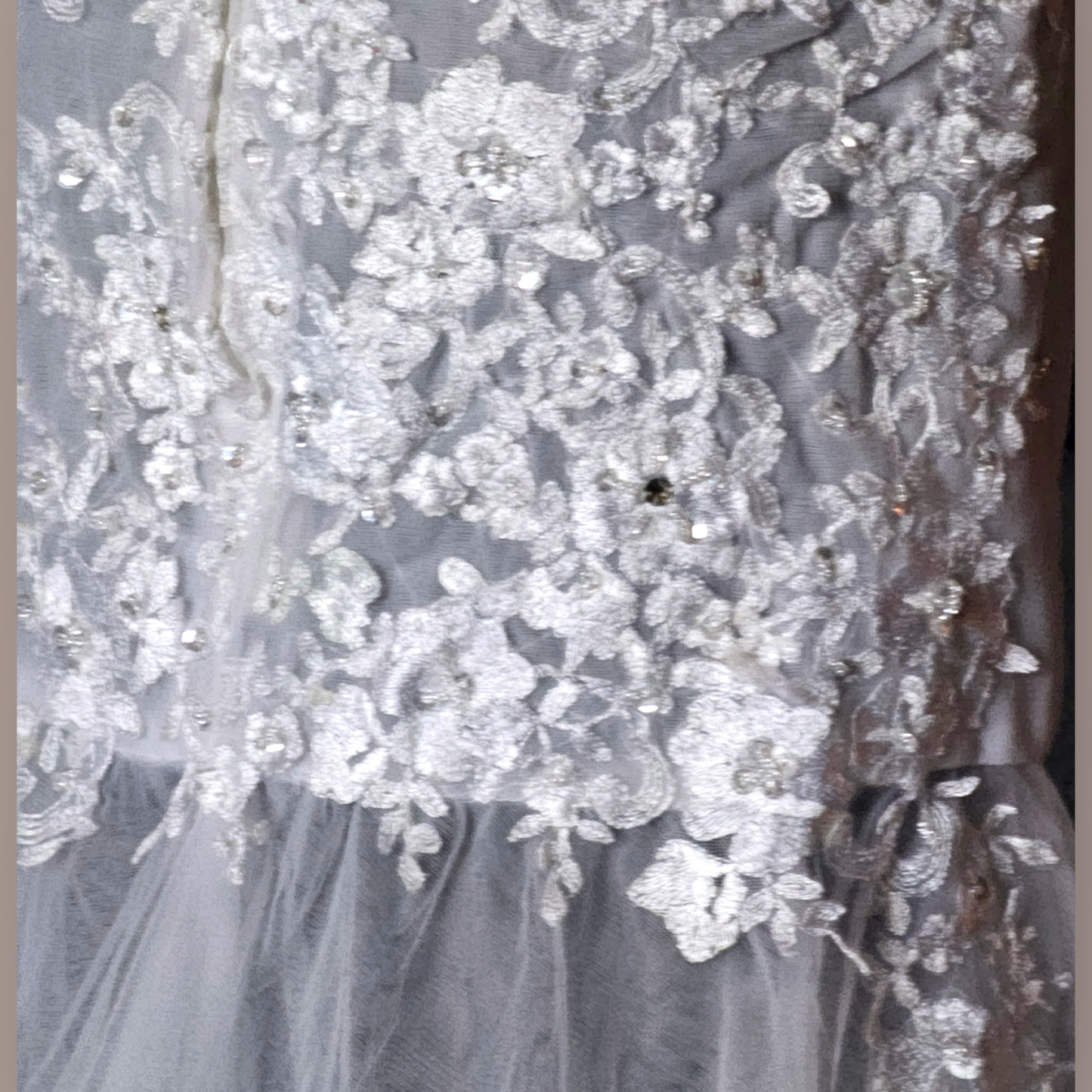 White Tulle Fitted Wedding Gown