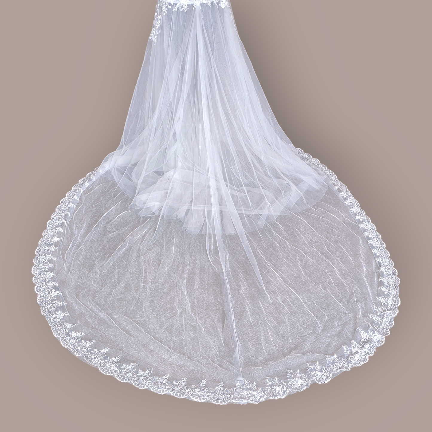 White Tulle Fitted Wedding Gown