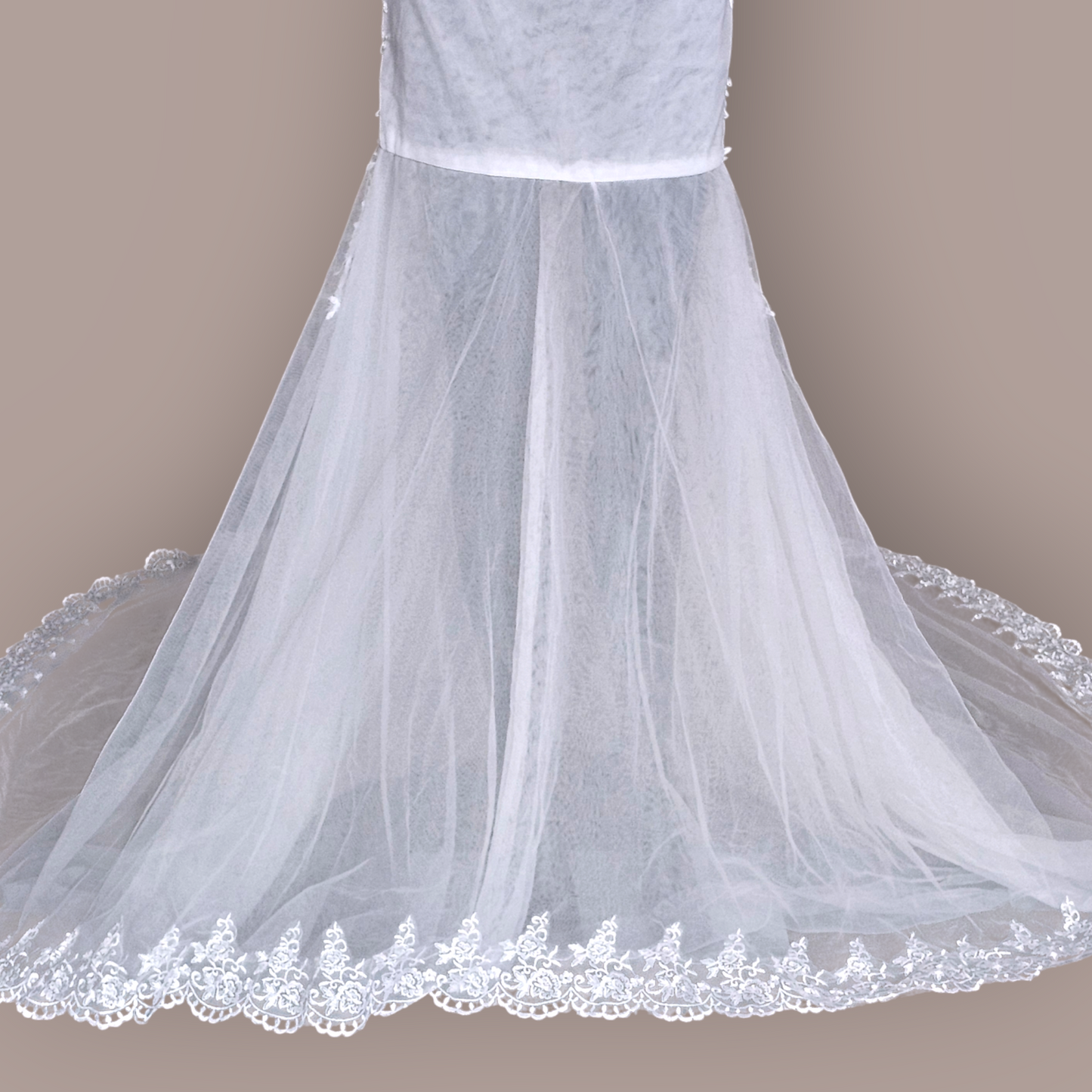 White Tulle Fitted Wedding Gown