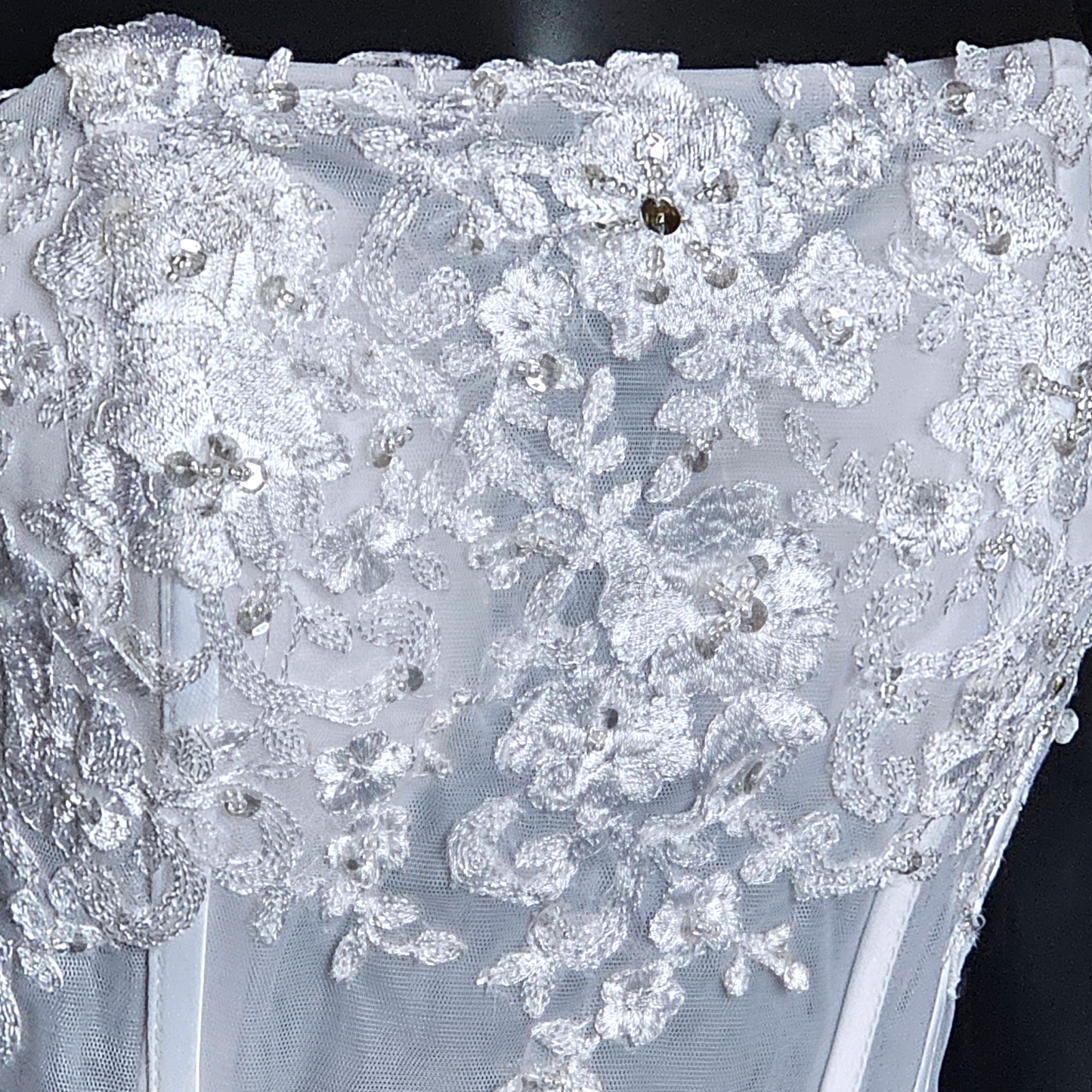 White Tulle Fitted Wedding Gown