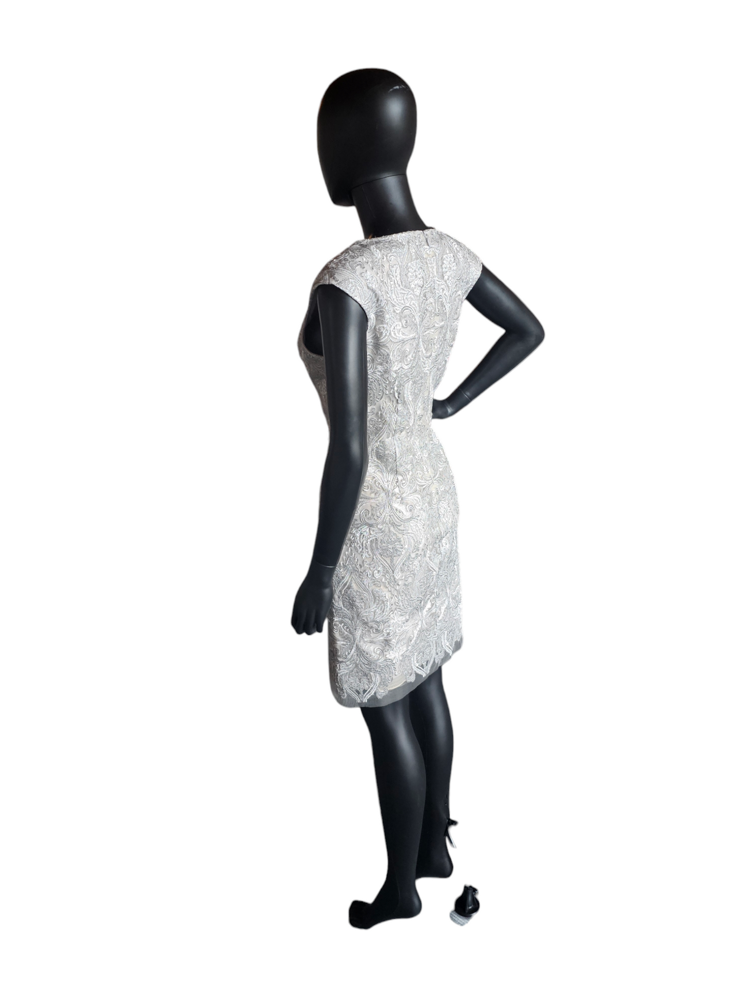Silver Embroidered Cocktail Dress - Kay Unger