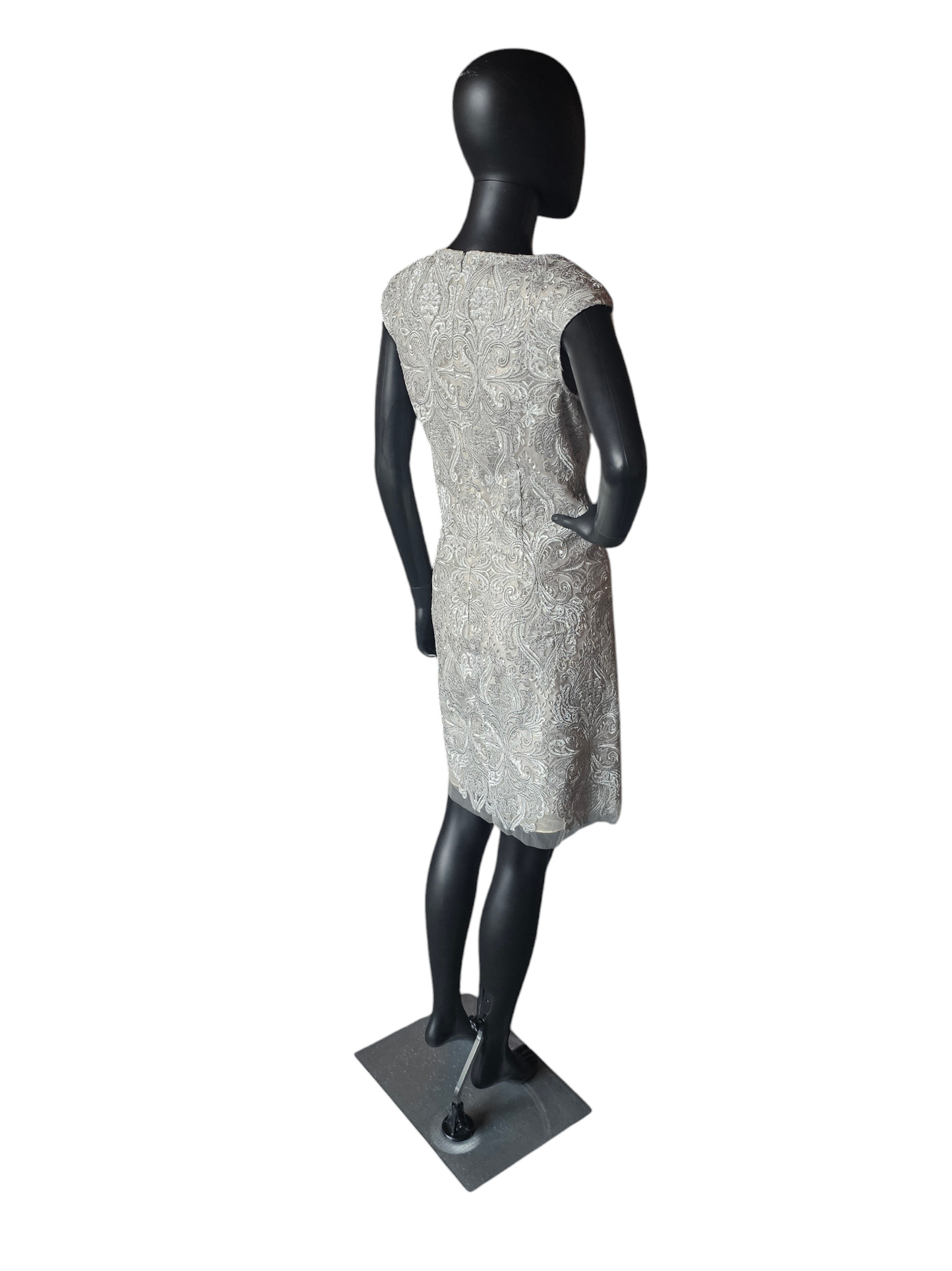 Silver Embroidered Cocktail Dress - Kay Unger