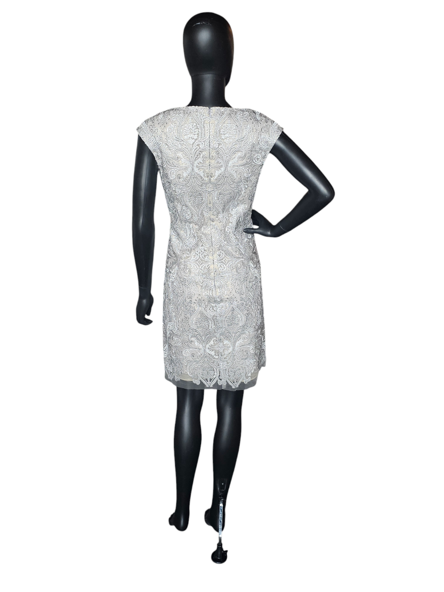 Silver Embroidered Cocktail Dress - Kay Unger