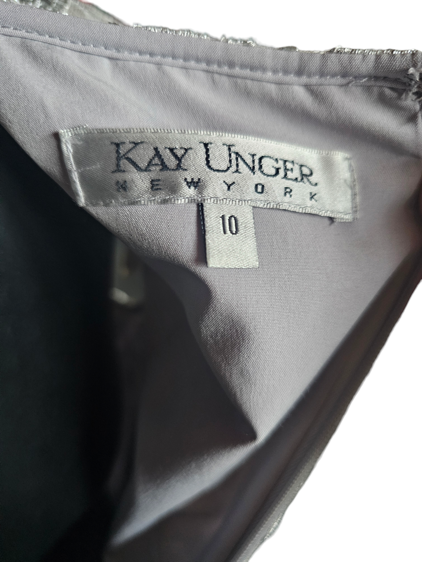 Silver Embroidered Cocktail Dress - Kay Unger