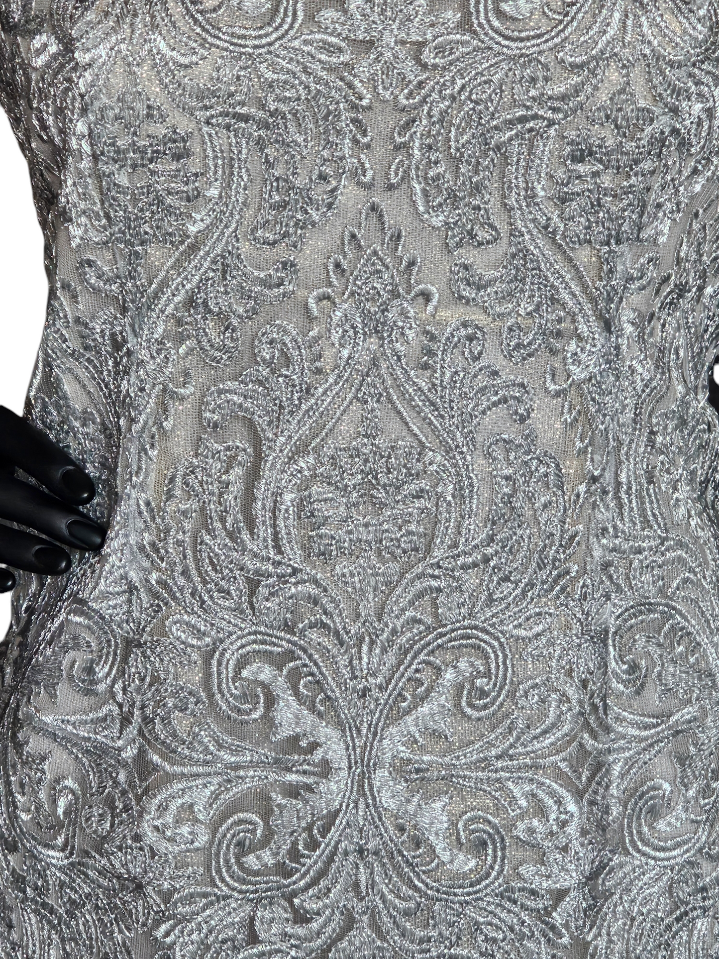 Silver Embroidered Cocktail Dress - Kay Unger