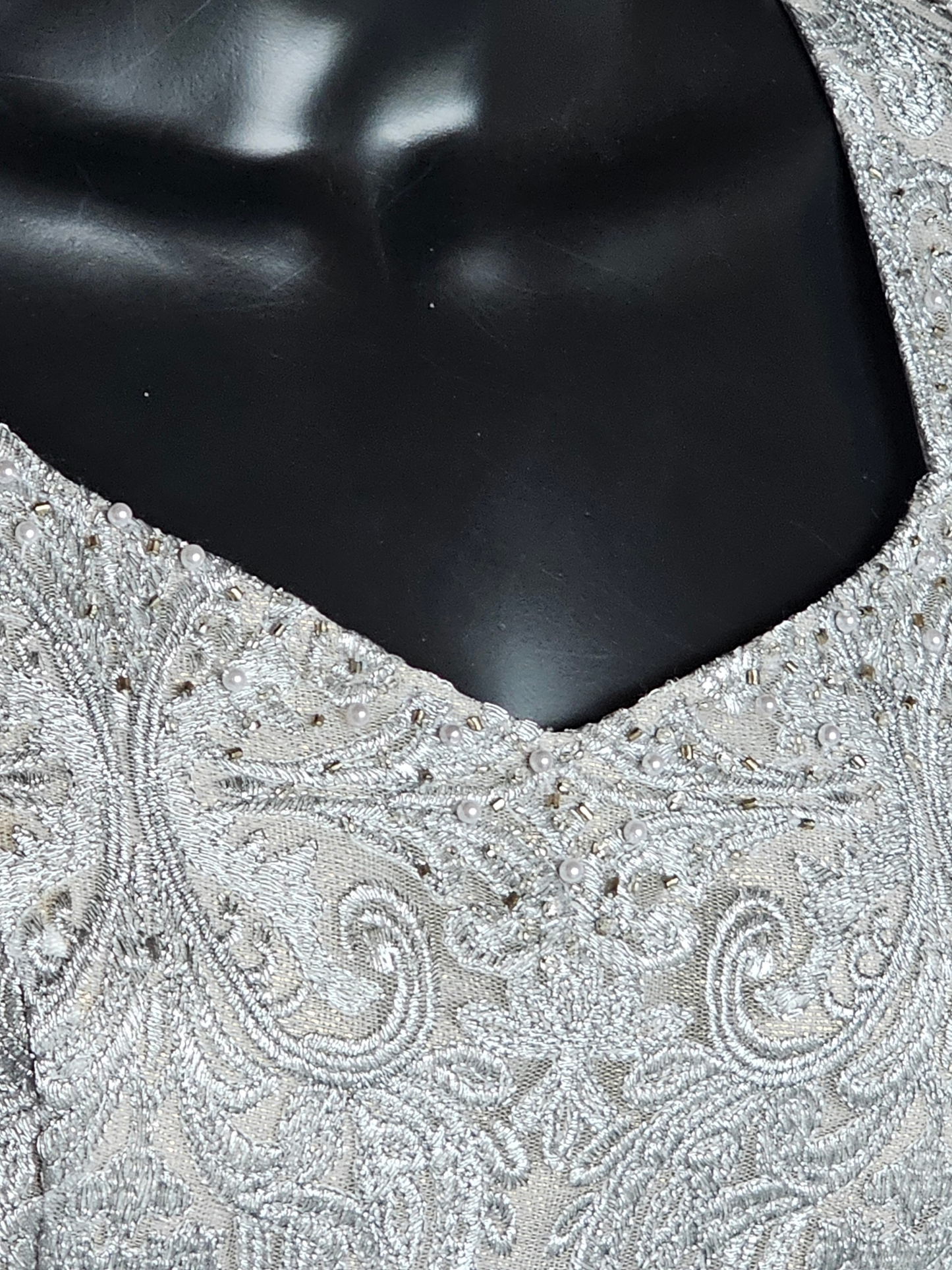 Silver Embroidered Cocktail Dress - Kay Unger