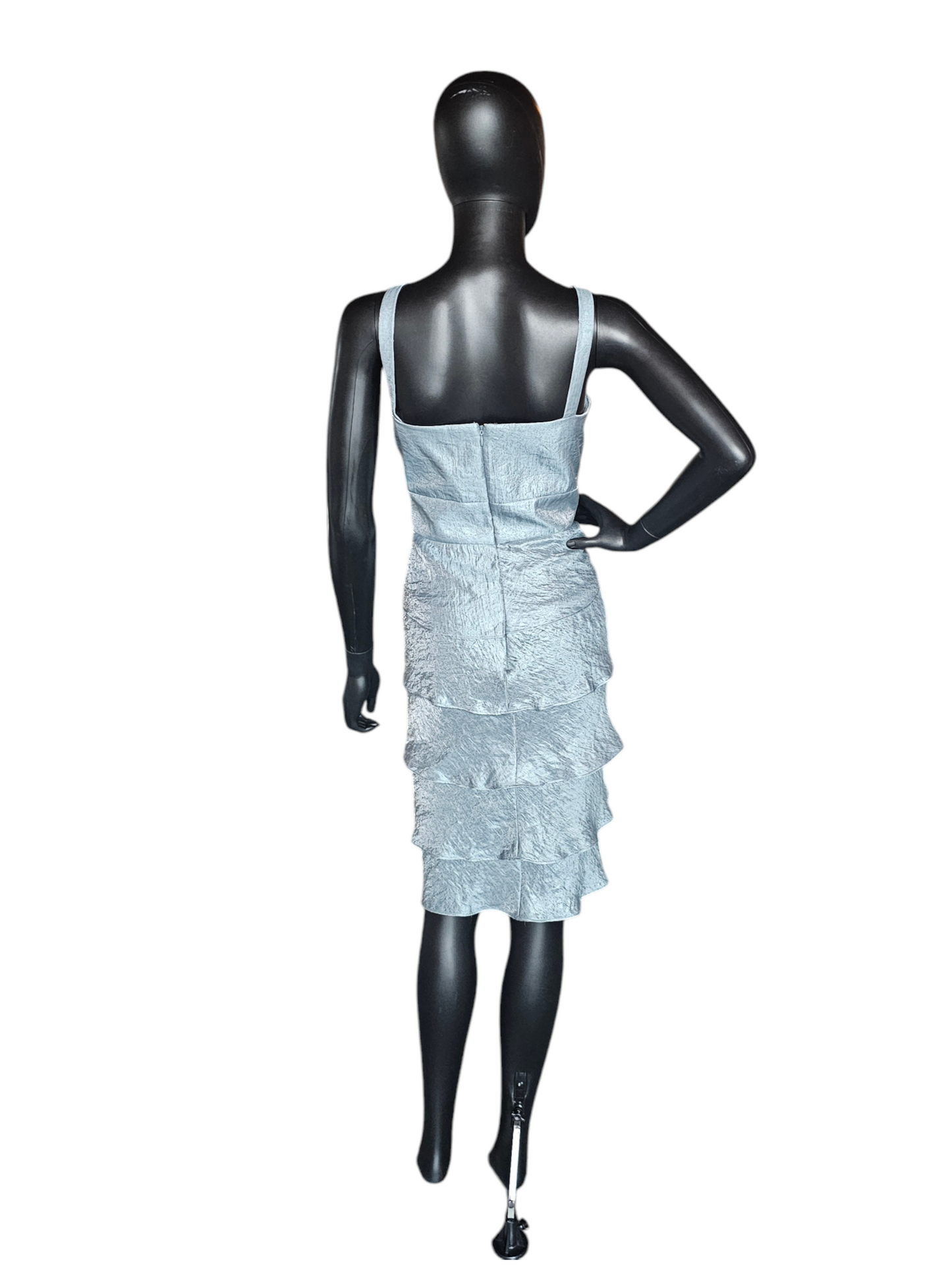 Metallic Seafoam Blue Tiered Cocktail Dress W/Jacket - R & M Richards